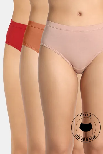 Buy Zivame Medium Rise Full Coverage Hipster Panty (Pack of 3) - Multicolor